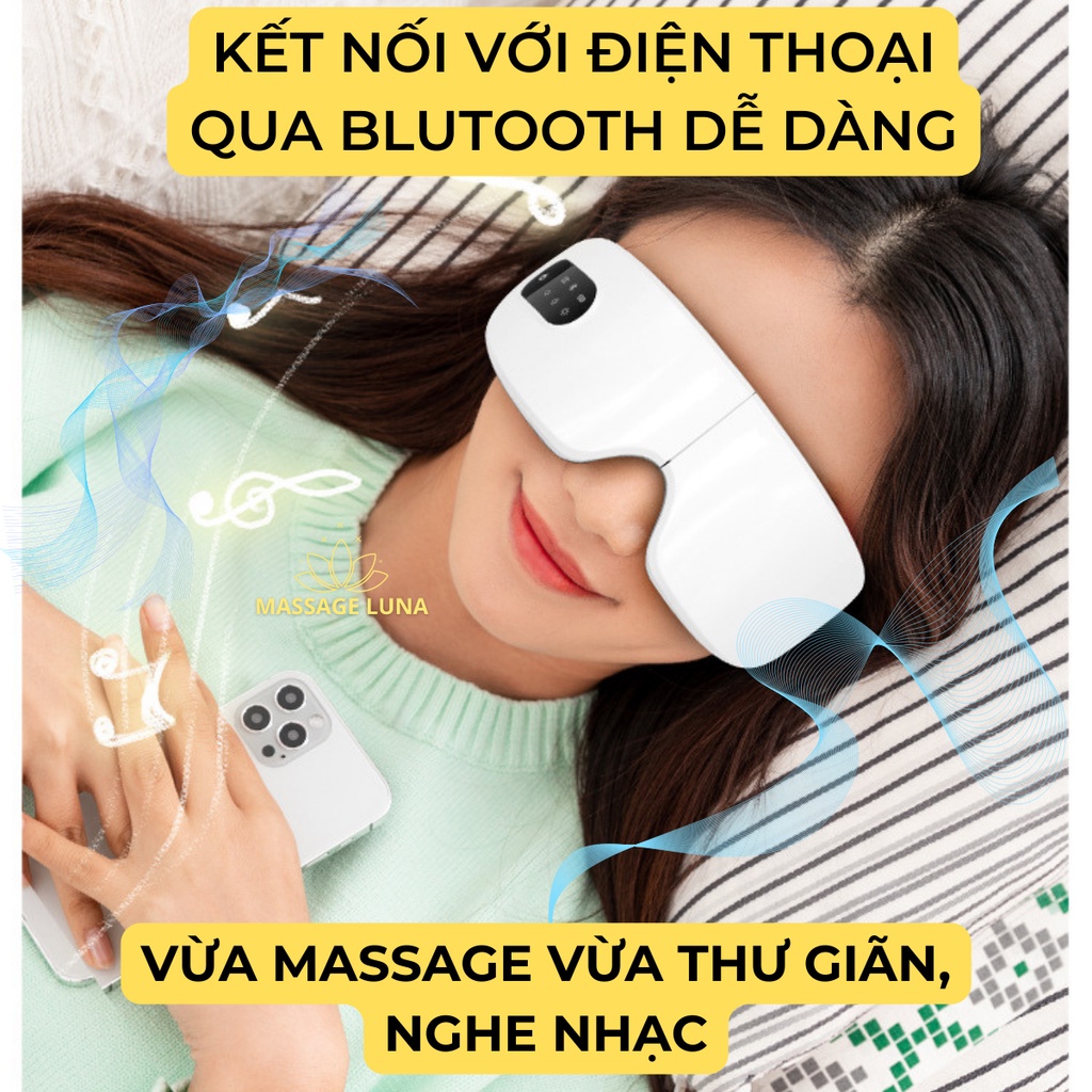 Máy massage mắt, chườm nhiệt, kết nối bluetooth 2023