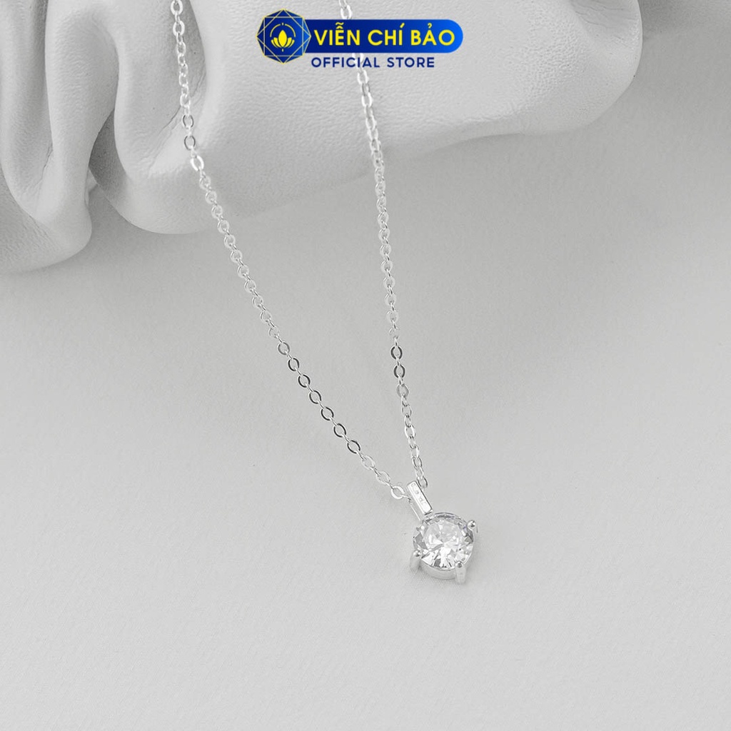 Dây chuyền bạc nữ đính đá nhỏ đơn giản chất liệu bạc 925 thời trang phụ kiện trang sức Viễn Chí Bảo D400473