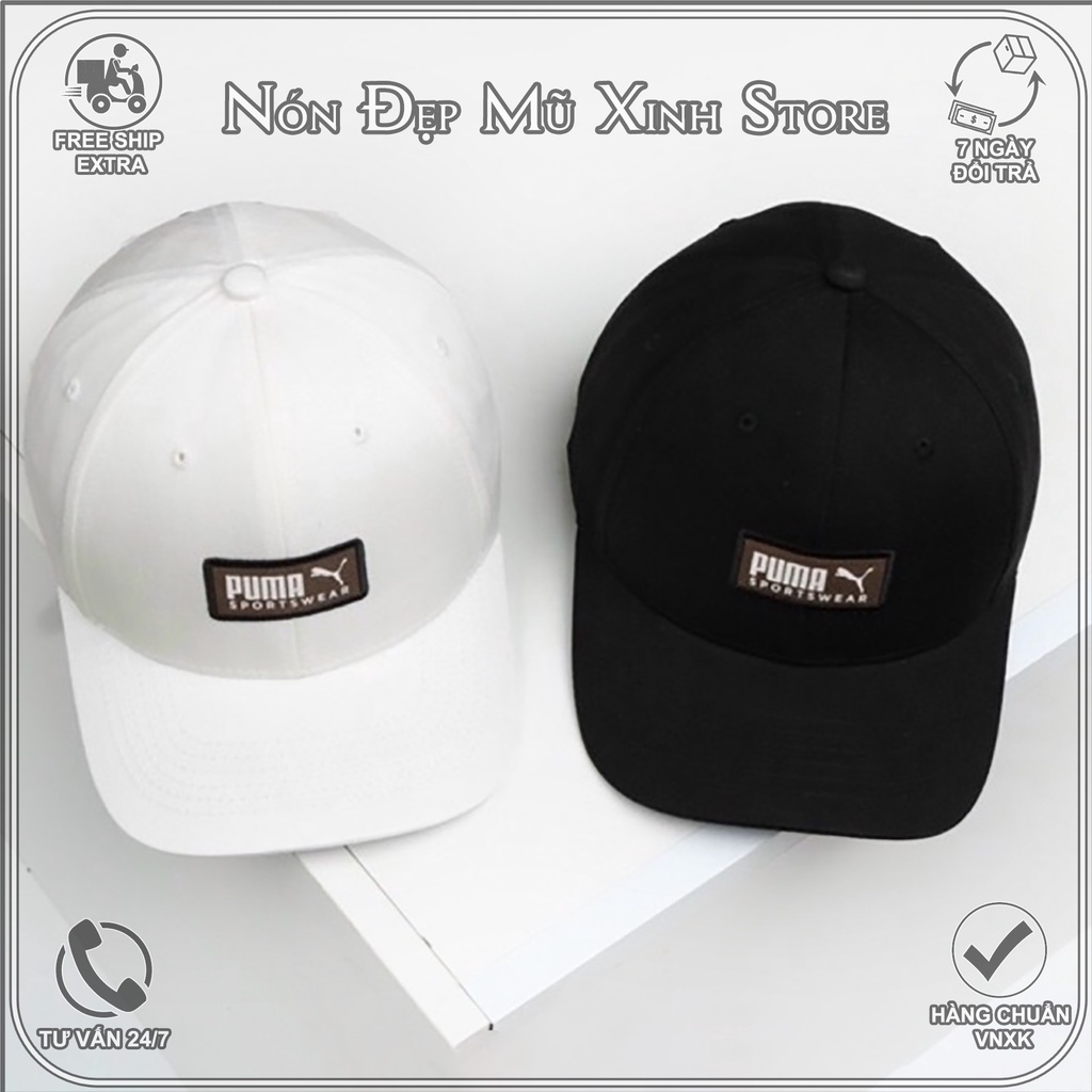 NÓN LƯỠI TRAI Pu.ma chất cotton Hàn Quốc cao cấp, nón kết thể thao màu trắng đen. kiểu dáng hợp thời trang. phom cứng