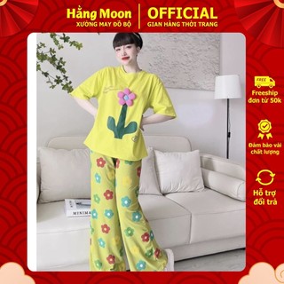 Sét bộ nữ, đồ bộ nữ mặc nhà bigsize MoonShop Sét bộ suông đính hoa