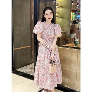 (HÀNG THIẾT KẾ)Váy Hoa Nhí Chun Ngực Cổ Bèo Tay Bồng Vải ThôMát-Đầm Hoa Nhí tay phồng-Đầm (ảnh thật)