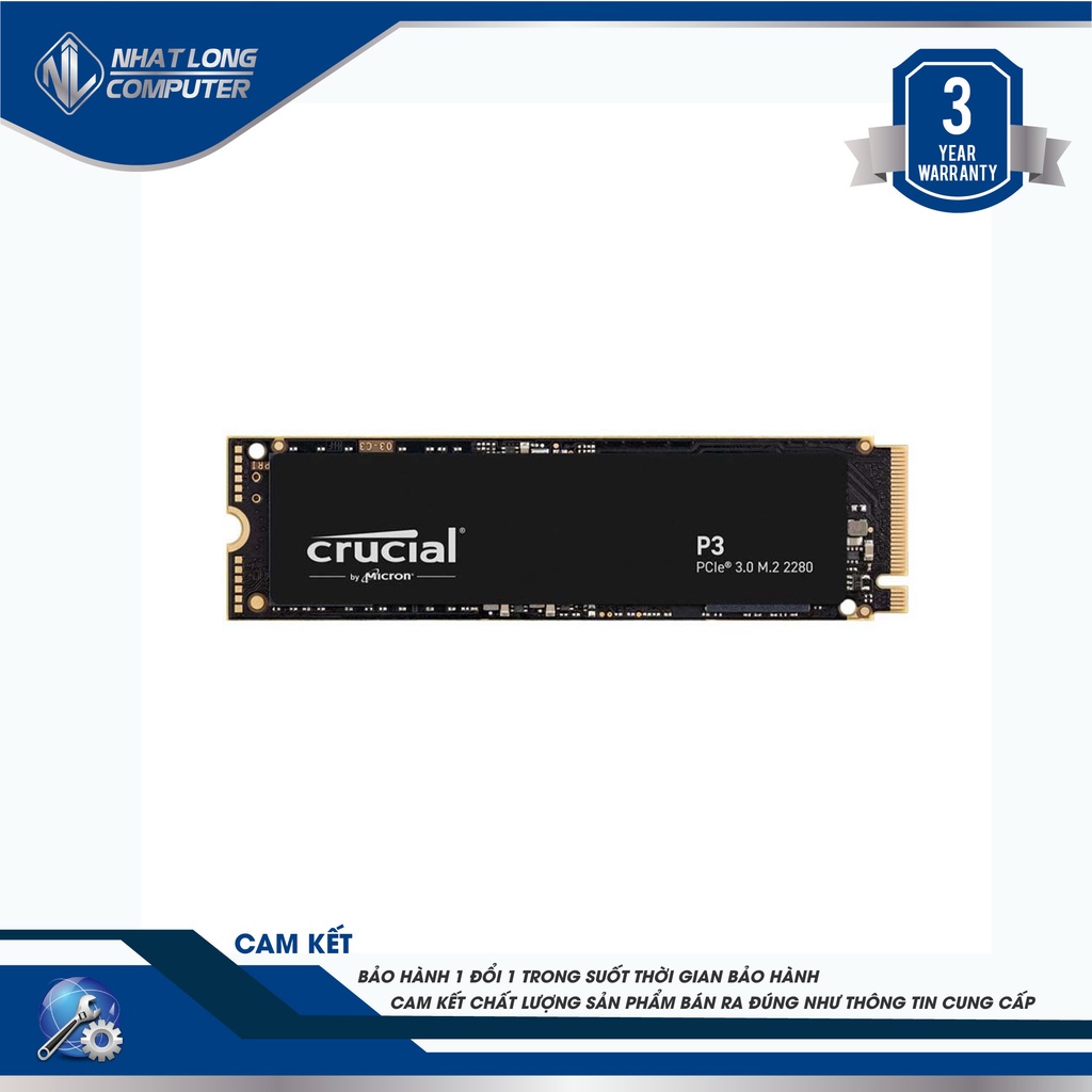 Ổ cứng SSD M2-PCIe 500GB Crucial P3 NVMe 2280 (PCIe 3.0 x4)