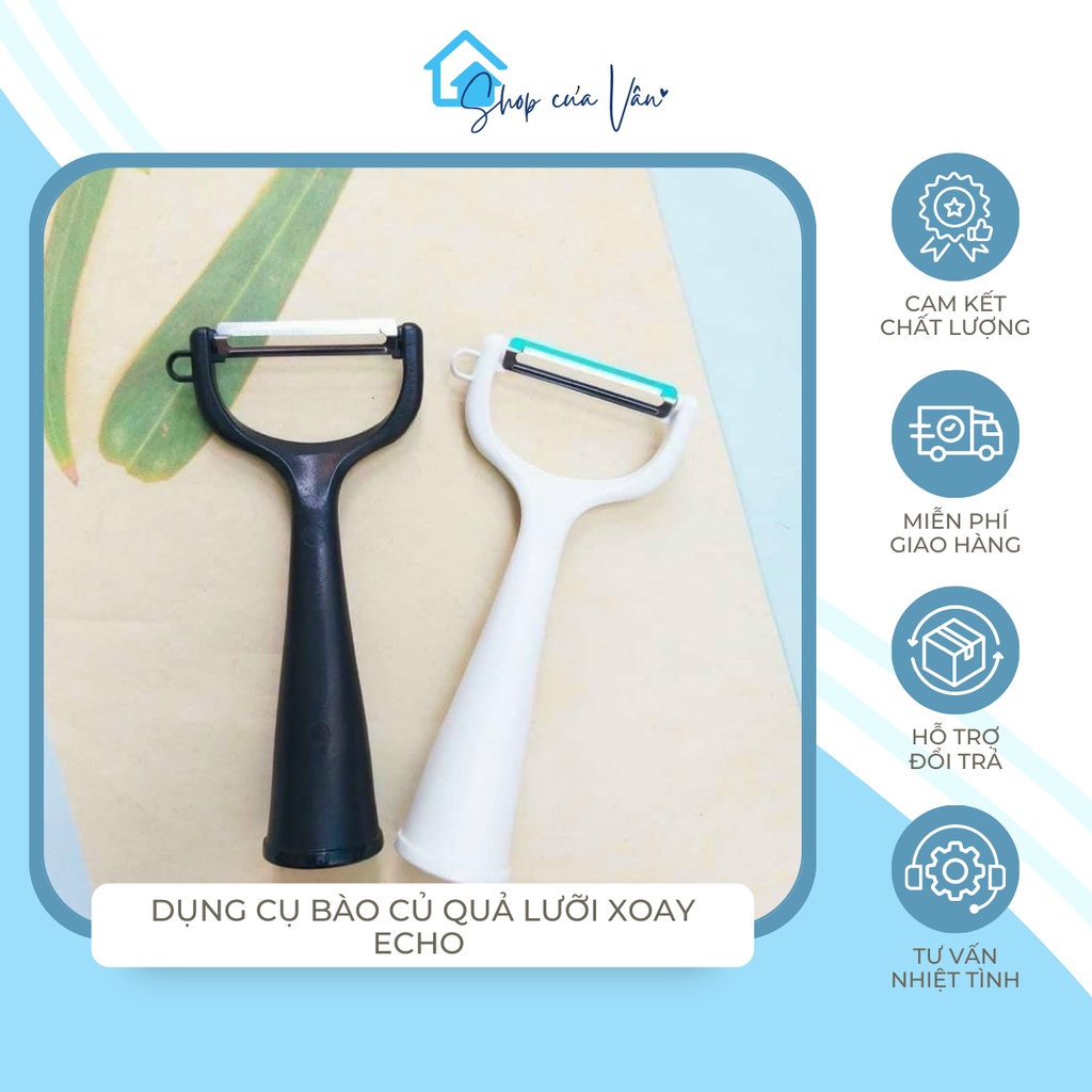 Dao Nạo Gọt Vỏ Củ Quả Echo Lưỡi Xoay Sắc Bén Đế Đứng Cứng An Toàn Sạch Nhật Bản - Shop Của Vân