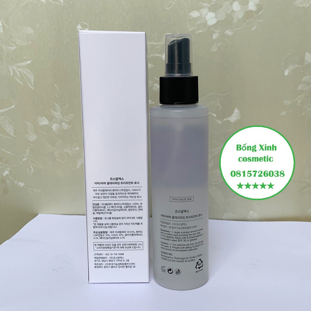 Nước Hoa Hồng Giảm Mụn Cosrx AHA BHA Clarifying Treatment Toner