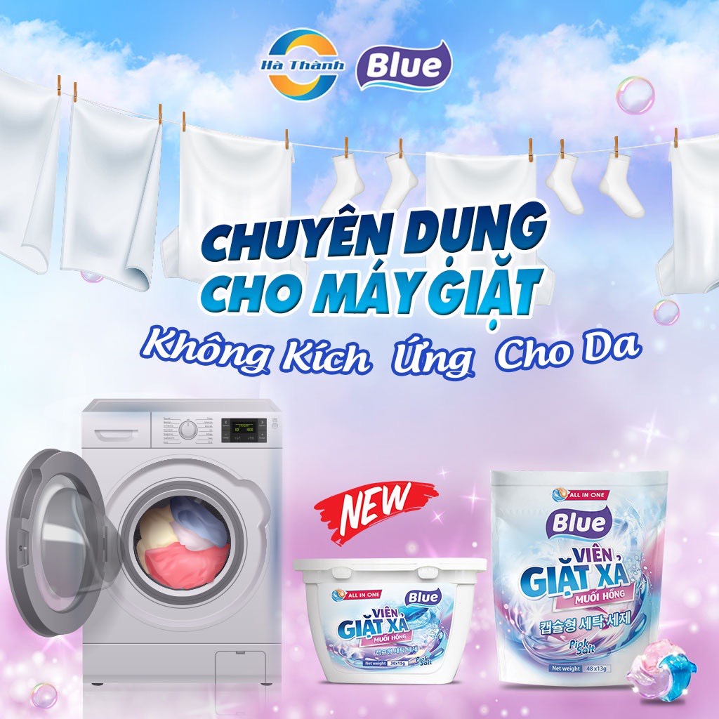 Viên Giặt Xả Muối Hồng Chính Hãng Blue Hàn Quốc - Cách Mạng Giặt Giũ