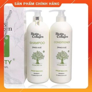 Cặp dầu gội xả phục hồi chống rụng tóc biotin trắng - biotin collagen voudioty