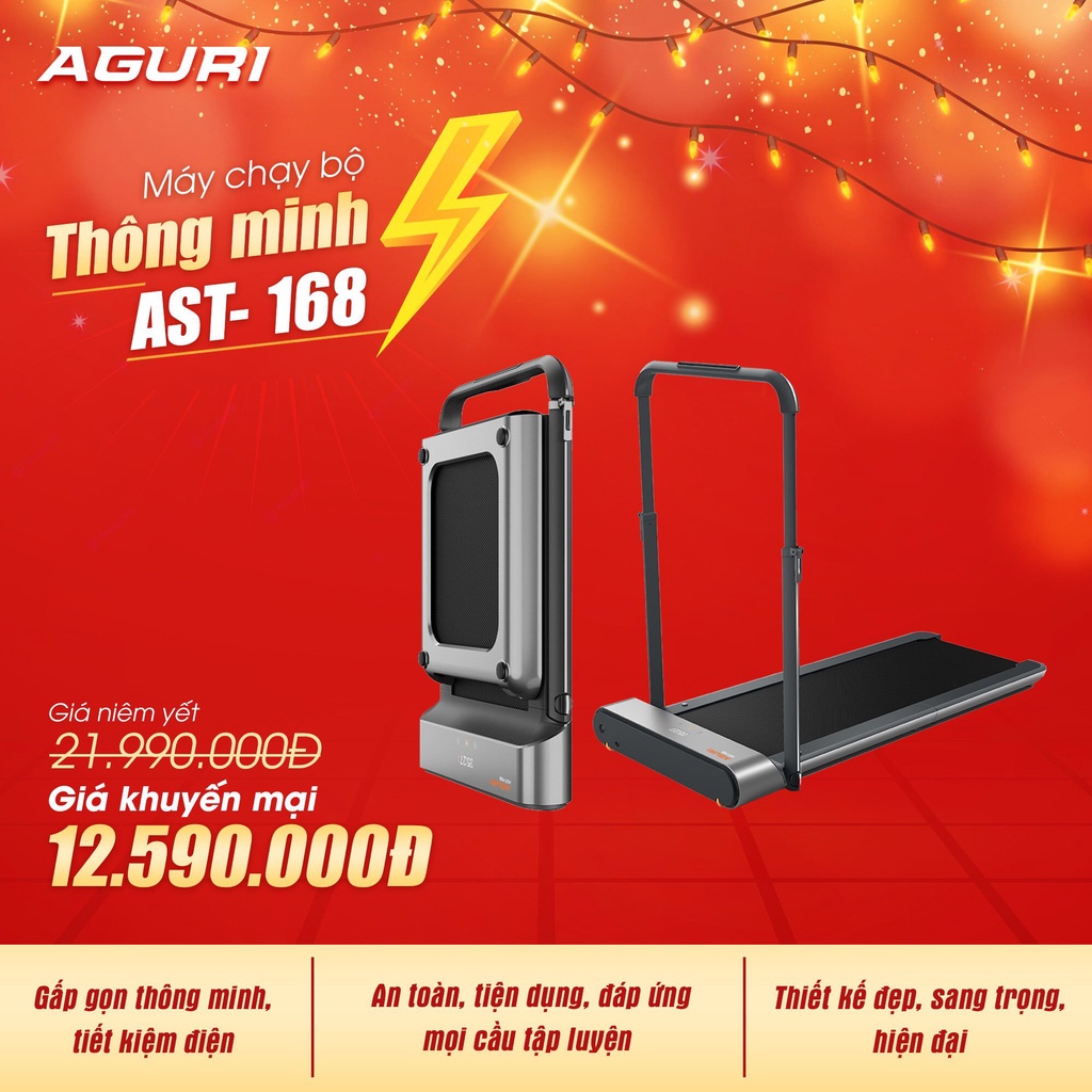 Máy chạy bộ thông minh tại nhà Aguri AST-168 CỰC HOT, Bảo hành 3 năm