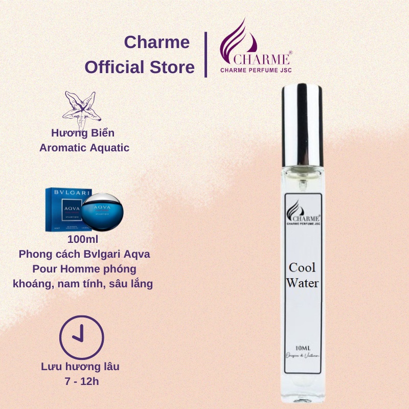 Nước hoa Charme Cool Water 10ml phóng khoáng nam tinh sâu lắng