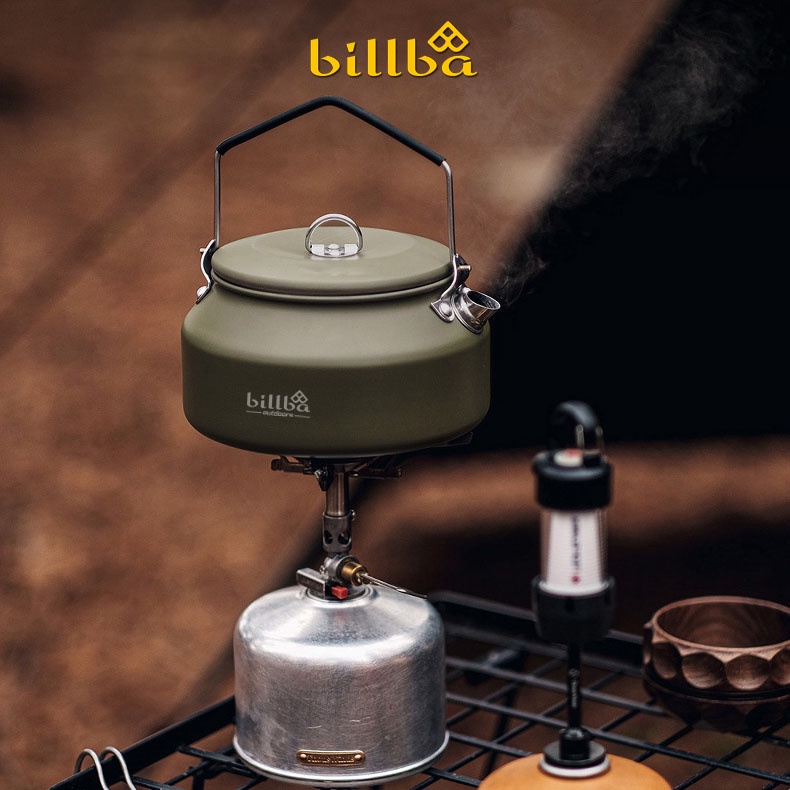 Ấm nấu nước 1 lít pha trà hoặc cà phê bằng inox 304 nhỏ gọn dùng cho đi du lịch dã ngoại cắm trại BB4320 - BillBa Campin