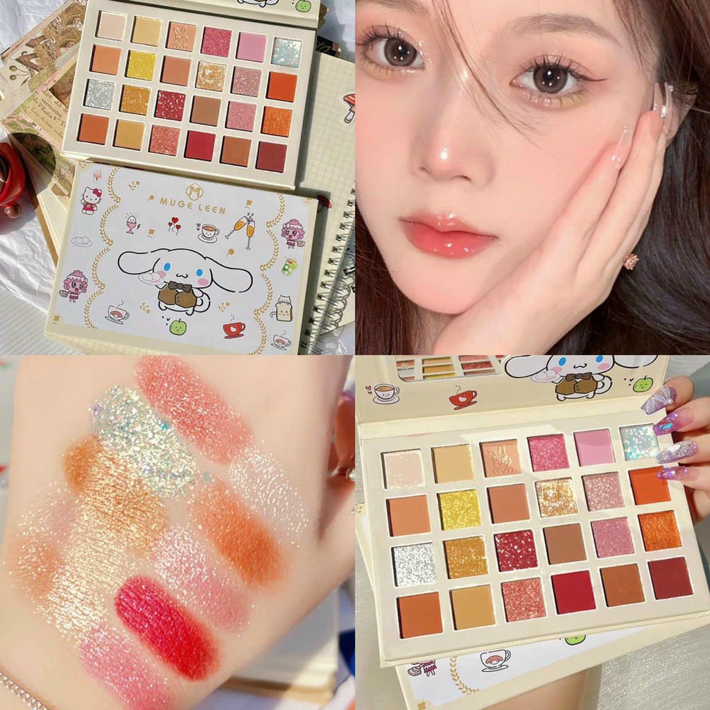 Bảng Phấn Mắt Nhũ Lì 24 ô Muge Leen Thỏ Trắng