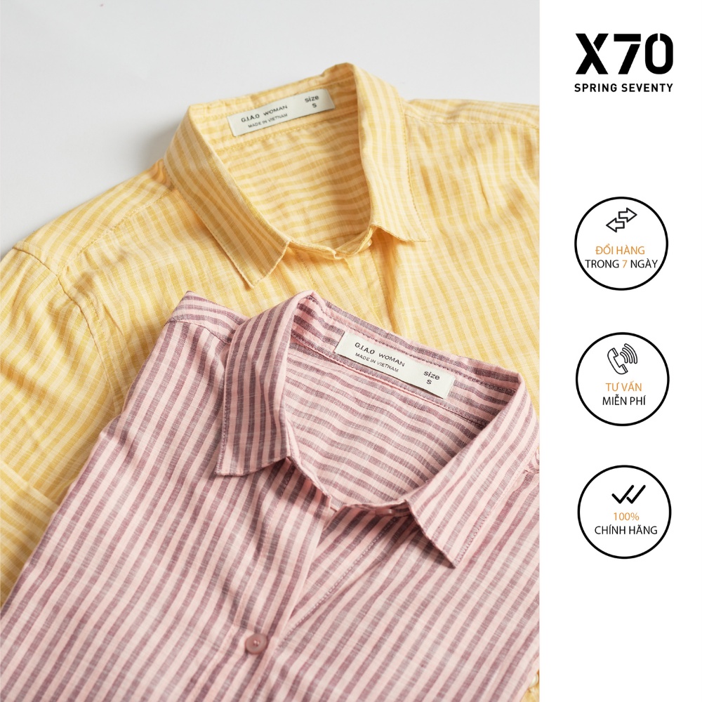 Áo Sơ Mi Linen Nữ Tay Dài Thiết Kế Sọc Thời Trang X70 - 01600001