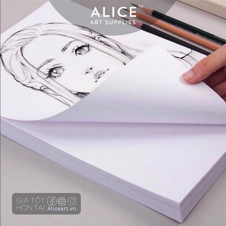 GIẤY ROKI TRẮNG dày 200gsm vẽ chì, marker, màu bột, chì màu, gouache, bột màu, phấn RẺ