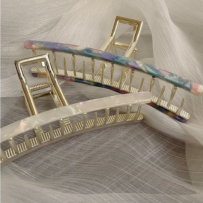 Kẹp Tóc Lớn 13cm Bằng Hợp Kim Họa Tiết Axit acetic Giúp Cố Định Tóc Sau