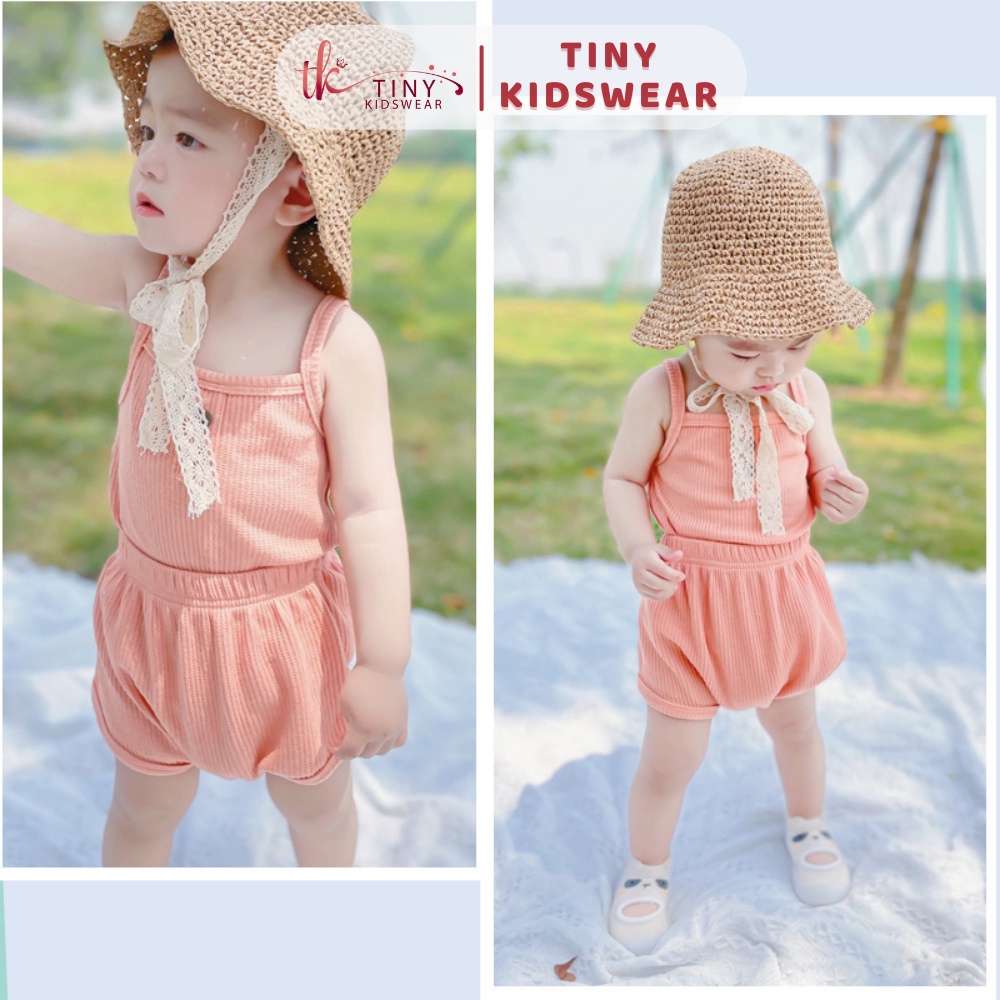 Bộ 2 Dây Bé Gái, Set 2 Dây Mát Mẻ Chất Cotton Tổ Ong Cho Bé Từ 5-14kg [GS32]