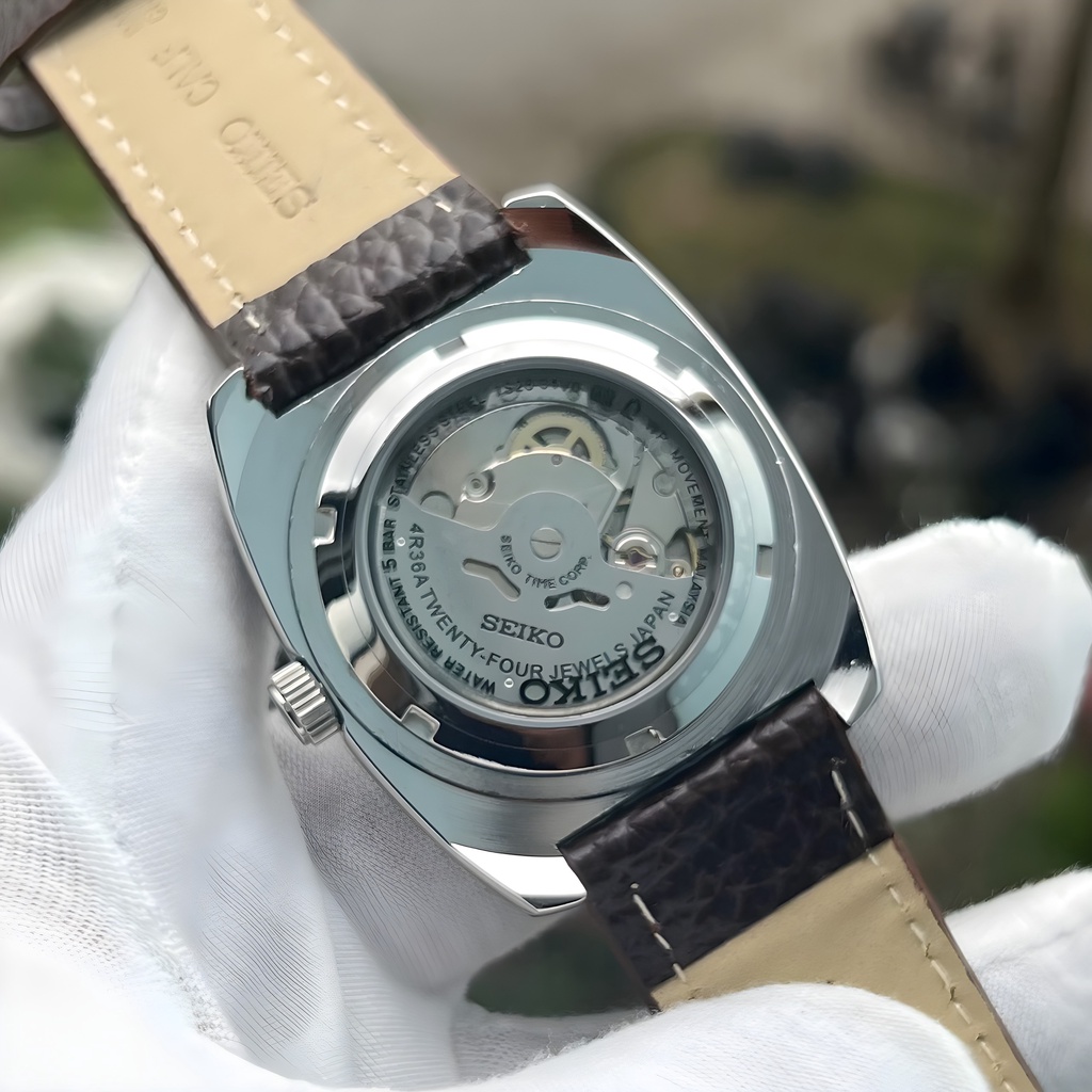 Đồng Hồ Cơ Seiko Mặt Vuông - Kim Dạ Quang - Có Lịch Ngày & Lịch Thứ