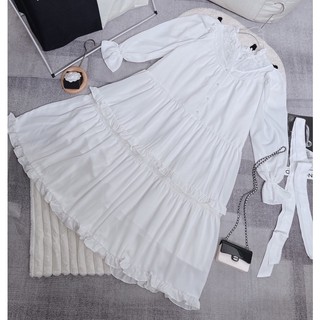 MAXI BBD CỘT EO TẦNG BÈO CỔ REN