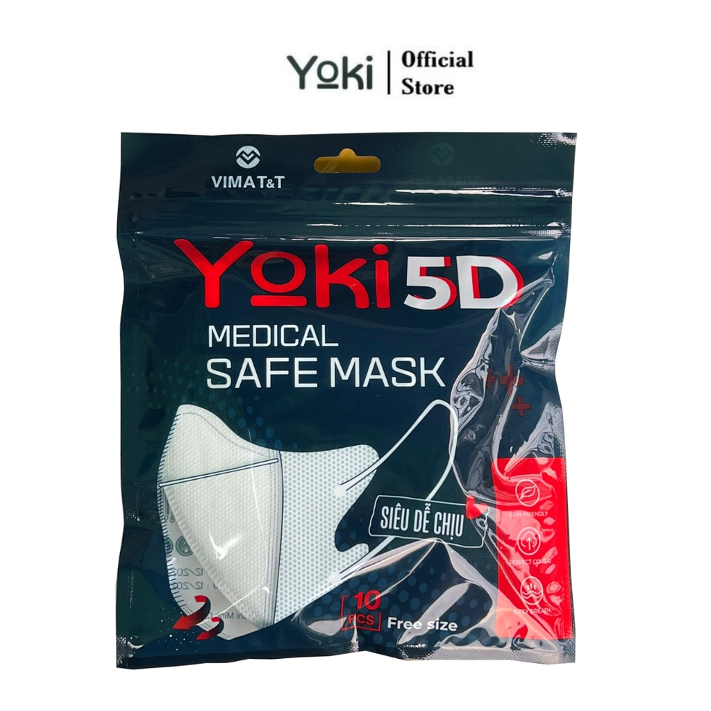 Túi 10 Chiếc Khẩu Trang 5D Mask Yoki 4 Lớp Kháng Khuẩn