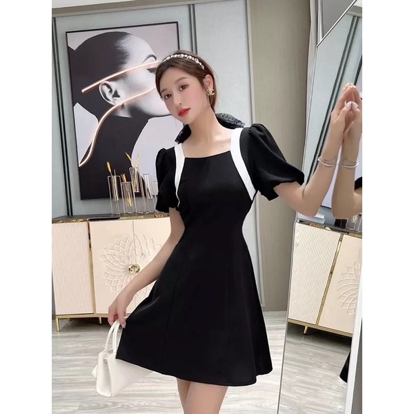 Đầm phối trắng cổ vuông Big size dành cho khách ngoại cỡ từ 60-90 ký