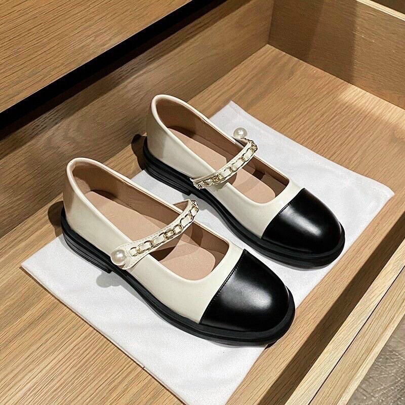 Giày búp bê nữ Quai Xích da mềm Cao Cấp mới 2023