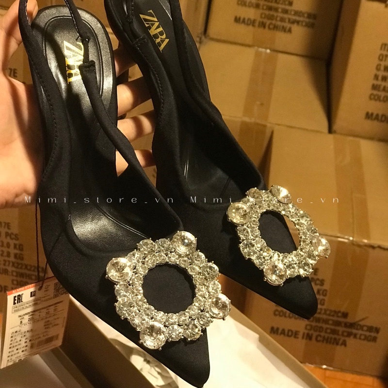 Giày 9cm đen đá trắng mẫu mới 2023 xuất ZR Full box MS-68438/25057