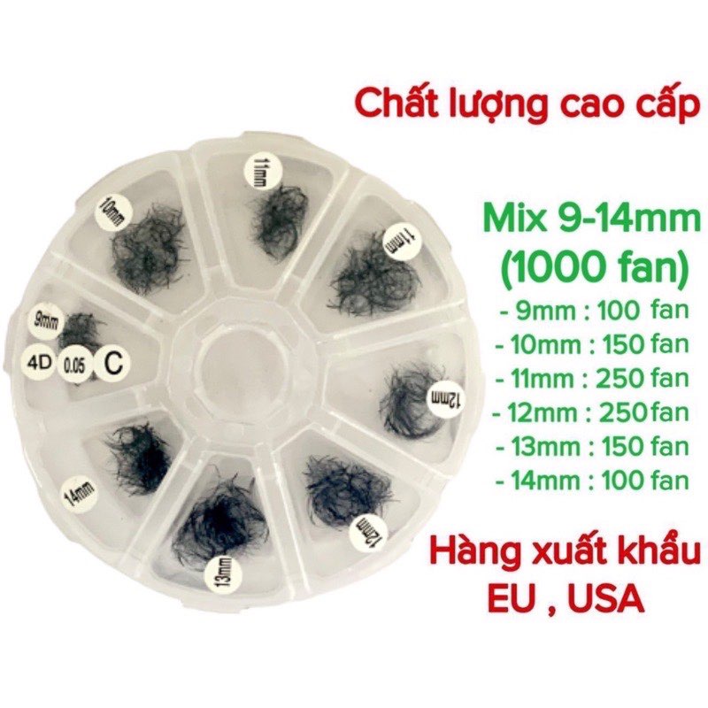 Mi fan premade 4D mix các loại, 1 hộp 500 fan hoặc 1000 fan