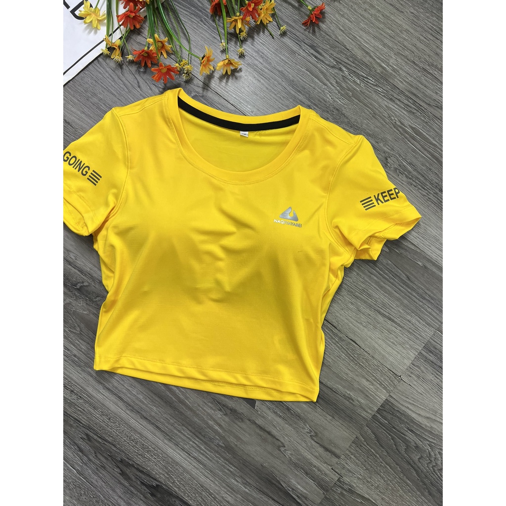 {free ship } áo crop top nữ keep going bên tay tập thể thao _{42kg - 63kg}