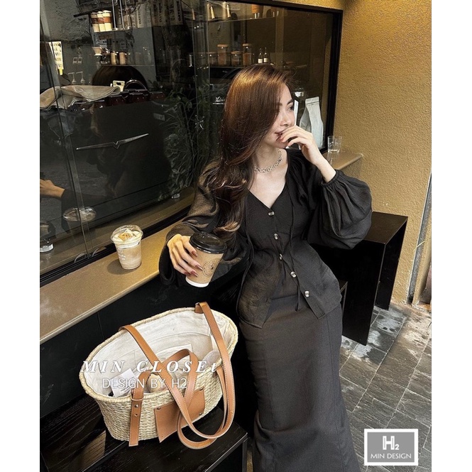 Set váy áo tơ cài khuy tay bồng, chân váy bổ mảnh - 𝐕𝐘.𝐂𝐋𝐎𝐓𝐇𝐄𝐒 𝐂𝐇𝐔𝐘𝐄̂𝐍 𝐇𝐀̀𝐍𝐆 𝐐𝐔𝐀̉𝐍𝐆 𝐂𝐇𝐀̂𝐔