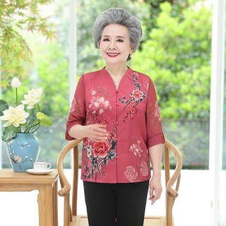 ÁO LỤA IN HOA TRUNG NIÊN