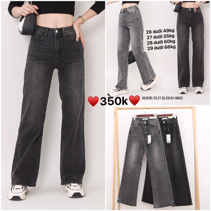 Gqj0110 Quần jean ống rộng cá tính vnxk cho nữ