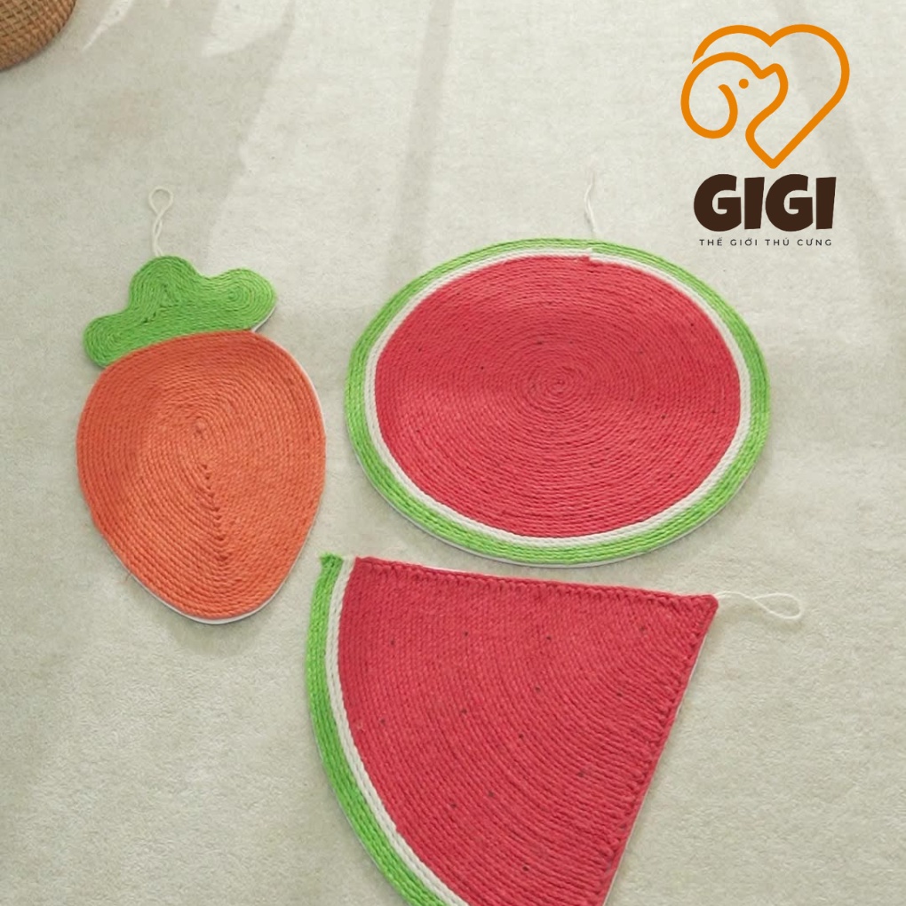 Bàn cào móng mèo hình tròn làm bằng chất liệu dây thừng phụ kiện cho thú cưng sạch móng giải trí - GiGi Pet Shop