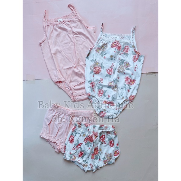 Set 2 quần đùi,2 body dây cotton bé gái 4-6m 6-9m 9-12m 12-18m 18-24m 2-3y 3-4y