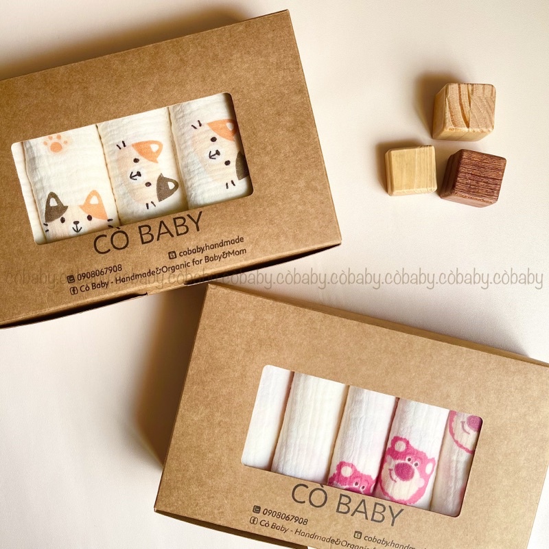 SET 6 KHĂN SỮA, KHĂN XÔ CHO BÉ 4 LỚP MUSLIN 100% ORGANIC