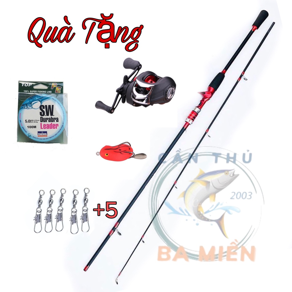 Bộ cần câu lure máy ngang và máy đứng DYAWA cao cấp tặng kèm phụ kiện Đồ Câu Việt Bắc