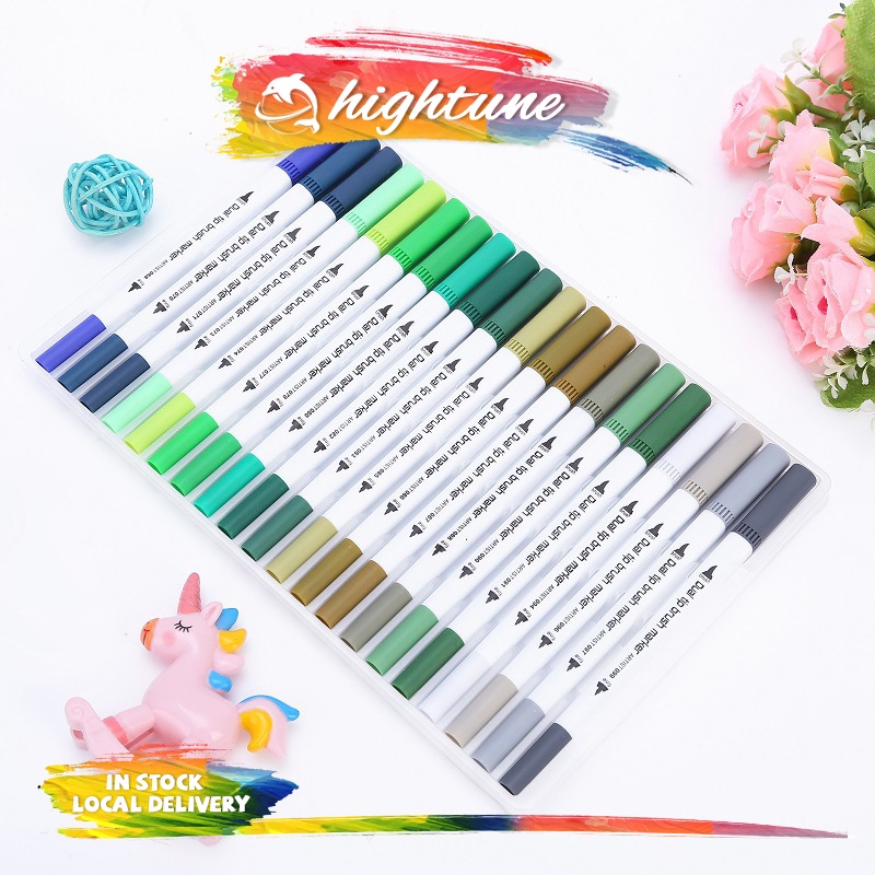 Set bút brush, bút dạ màu nước 24-240 màu thiết kế 2 đầu mảnh dễ vẽ, bút vẽ màu nước đầu mềm, bộ bút vẽ màu nước hai đầu cho trẻ em, có nhiều màu