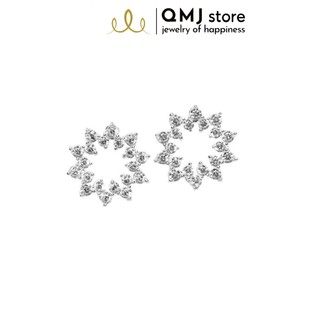 QMJ Bông tai bạc The Sun nạm đá tấm sáng, thiết kế tinh tế - Q284