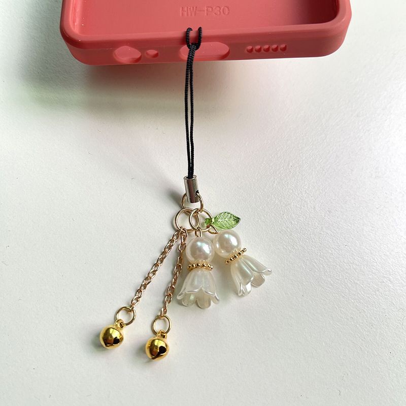 Dây Treo Điện Thoại Di Động Ổ Đĩa U / Hoa Lily Đính Ngọc Trai Chống Bụi diy