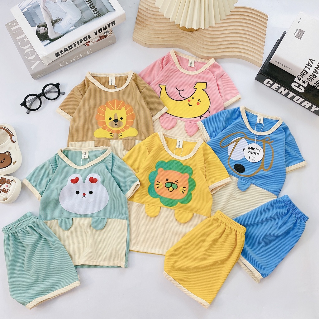 Đồ bộ bé trai , đồ bộ bé gái cộc tay len tăm cho bé từ 5kg đến 15kg - JKIDSVN