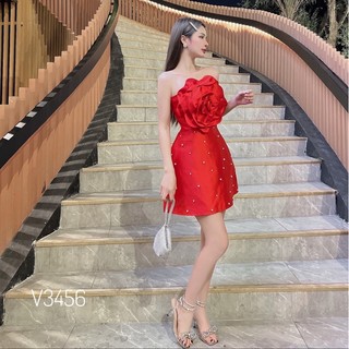 Váy tapta cuộn hoa ngực đính ngọc
