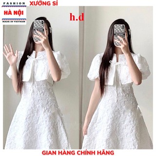 Váy Thiết Kế 2 Dây Dáng Xoè Kèm Áo Khoác Ngoài Ulzzang Hàn Quốc