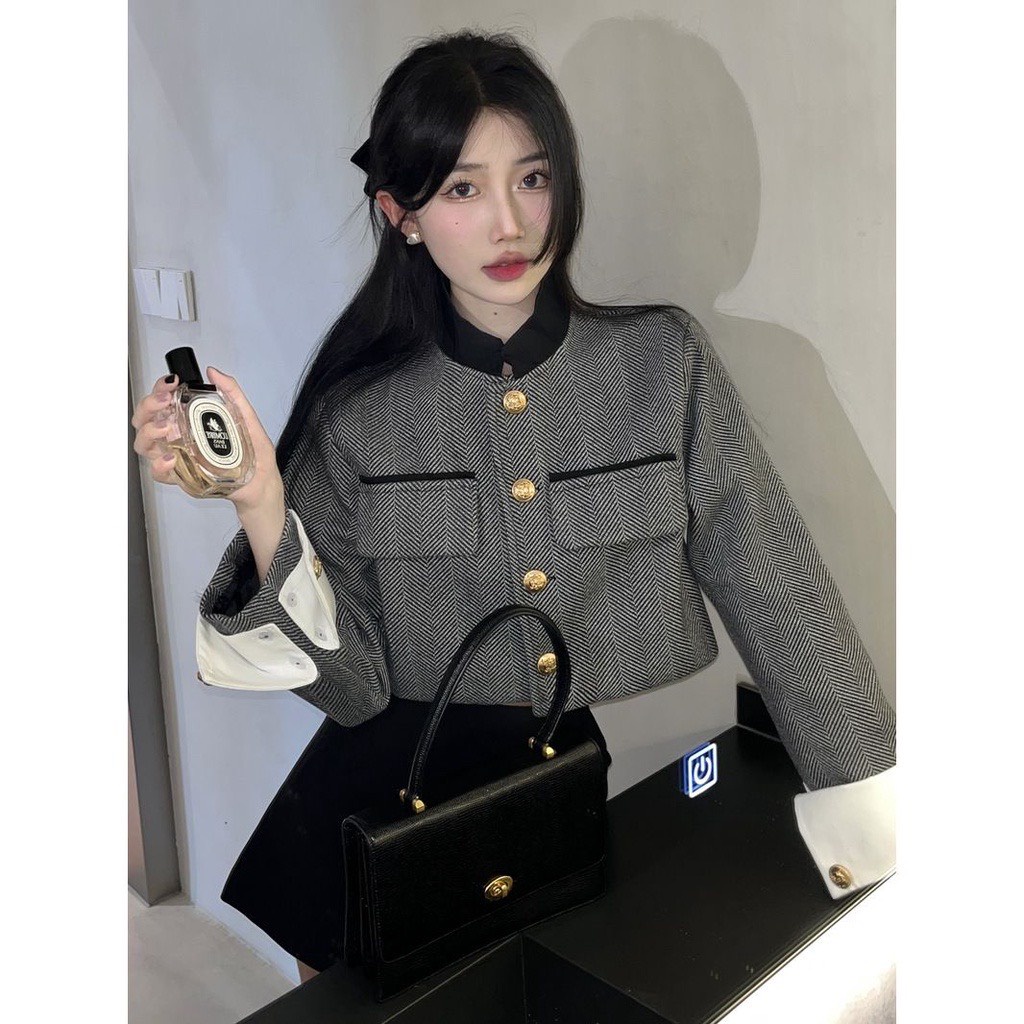 Áo dạ tweed croptop