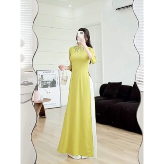 áo dài may sẵn hoa sen đẹp