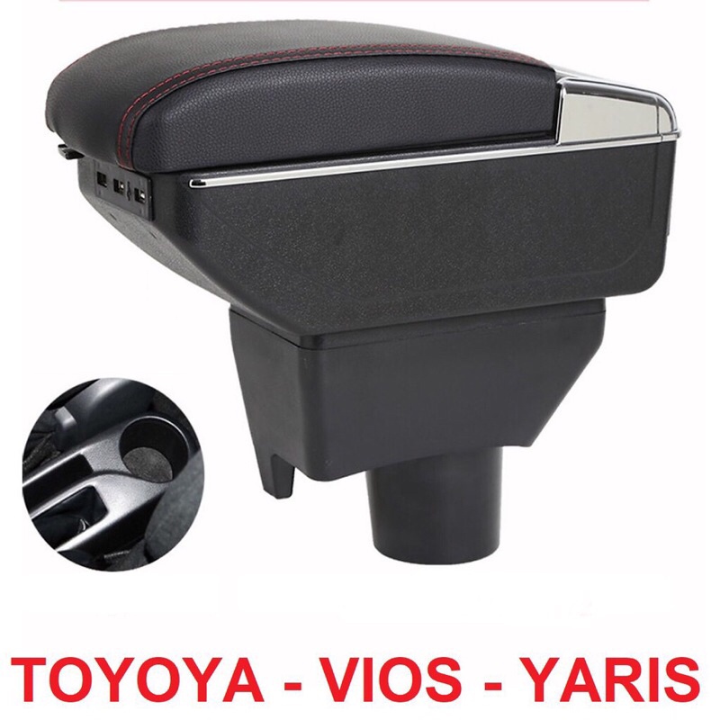 Hộp tỳ tay ô tô dành cho xe Toyota Yaris và Vios, tích hợp cổng USB đời xe 2014 - 2019 1 Lỗ - Bảo hành 12 tháng