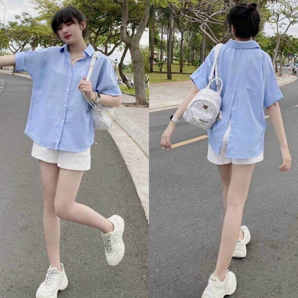 SET ÁO SƠ MI XẺ LƯNG KÈM SHORT (KÈM VIDEO HÌNH THẬT)