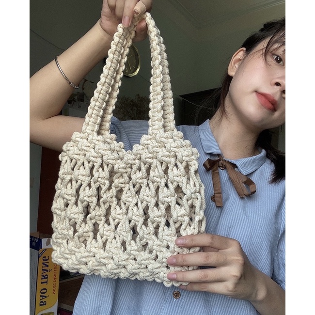 Túi macrame lưới kiểu tote ảnh thật 100%