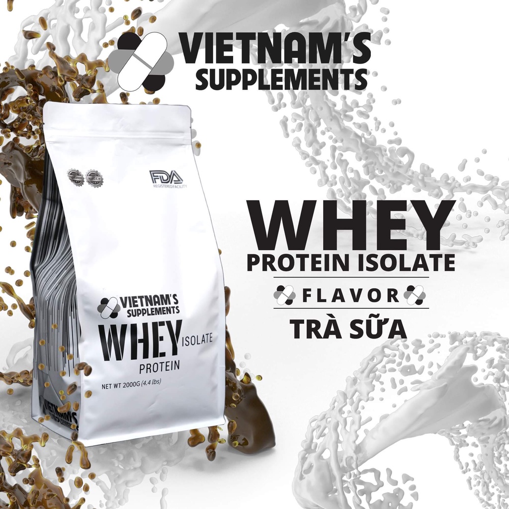 Bột Whey Protein Isolate bổ sung protein, ít calories, ít béo, tăng cơ 2000g - Vietnam's Supplements