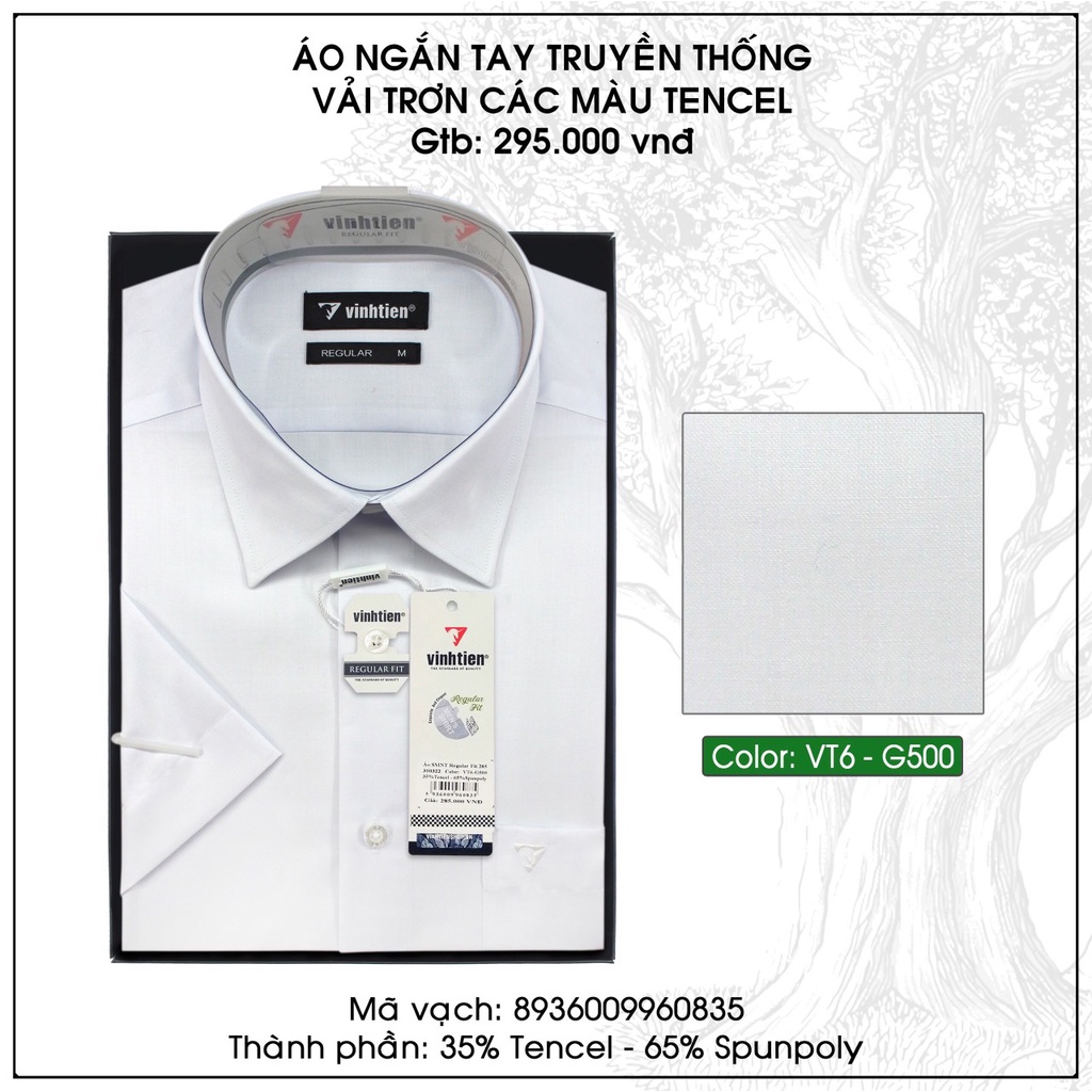 Áo Sơ Mi Ngắn Tay Màu Tencel-Spun Regular Fit 295 Vĩnh Tiến - Vạt Bầu - VT6-G500