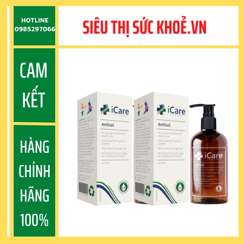 🍀 Dầu Gội Antisol Icare Pharma Dược Liệu Ph 6.5 Làm Sạch Gàu, Giảm Ngứa Và Bết Tóc 240ml