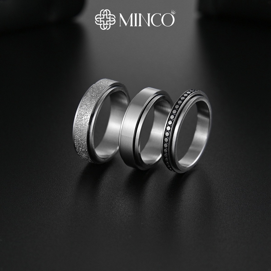 Nhẫn Nam Xoay Minco Accessories Nhẫn titan nam Màu Bạc Cá Tính NT151