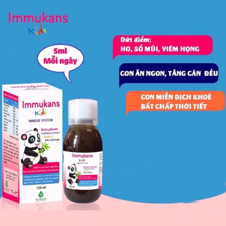 Immukans Kids Siro Ăn Ngon & Tăng Sức Đề Kháng Cho Bé