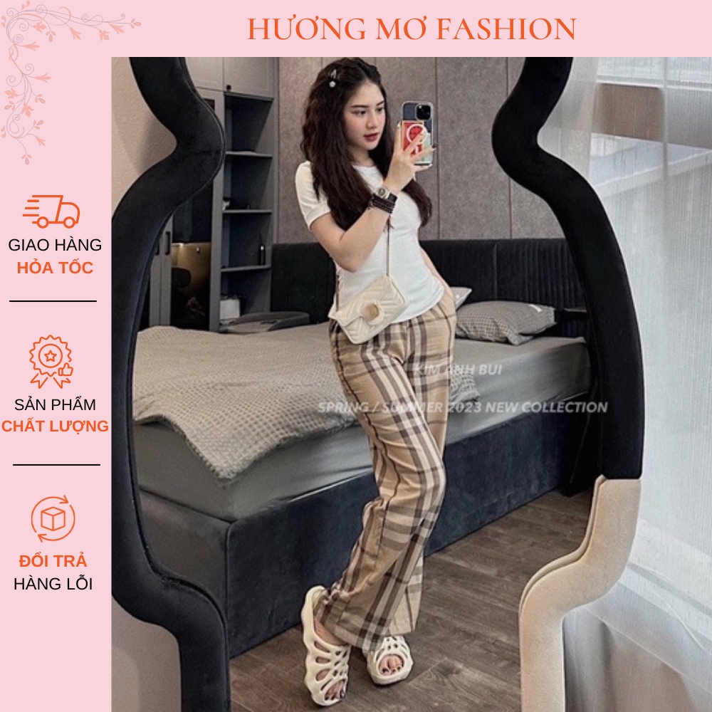 Set Bộ Đồ Nữ Áo Thun Trơn Màu Trắng Form Ôm Body Mix Quần Suông Kẻ Ống Rộng Freesize Mắc Ở Nhà, Đi Chơi Mát Mẻ